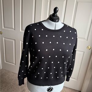 NWT Adrianna Papell Black Sweater with White Polka Dots Size 3X